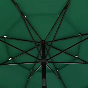 Umbrelă de soare 3 niveluri, stâlp de aluminiu, verde, 3,5 m