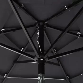 Umbrelă de soare 3 niveluri, stâlp de aluminiu, antracit, 2 m