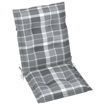 Perne scaun de grădină, 4 buc., gri, model carouri, 100x50x7 cm