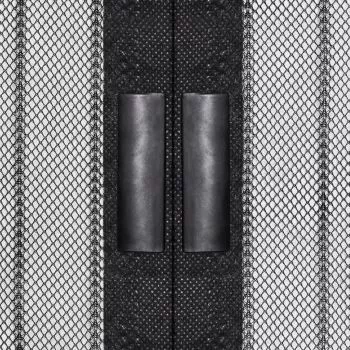 Set 2 bucati perdele de usa anti-insecte cu magnet, negru, 200 x 80 cm