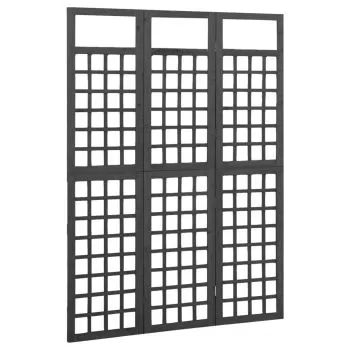 Separator camera cu 3 panouri negru 121x180 cm nuiele lemn brad, negru, 121 x 180 cm