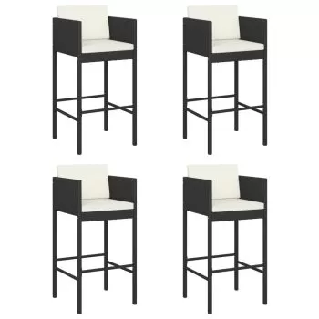 Set 4 bucati scaune de bar cu perne, negru