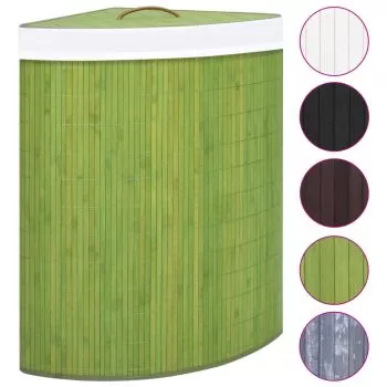 Cos de rufe din bambus, verde, 52.3 x 37 x 65 cm
