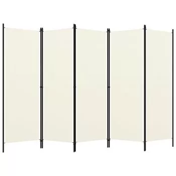 Paravan de camera cu 5 panouri, alb, 250 x 250 x 180 cm
