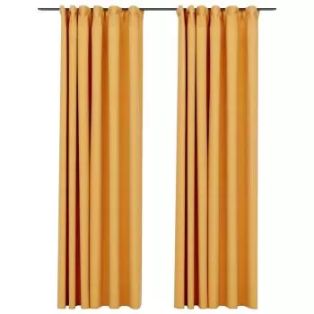 Set 2 bucati draperii opace aspect in, galben, 140 x 245 cm