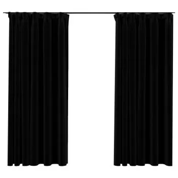 Set 2 bucati draperii opace aspect in, negru, 140 x 175 cm