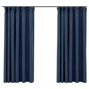 Set 2 bucati draperii opace aspect in, albastru, 140 x 175 cm
