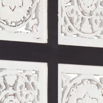 Panou de perete sculptat manual, negru și alb, 40x80x1.5 cm MDF