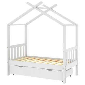 Cadru pat de copii cu un sertar, alb, 70 x 140 cm