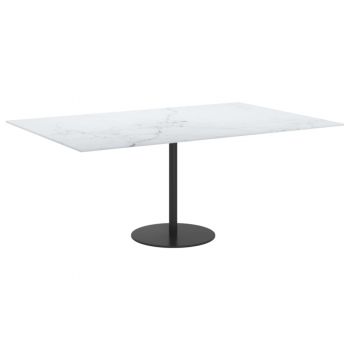 Blat masă alb 100x62 cm 8 mm sticlă securizată design marmură