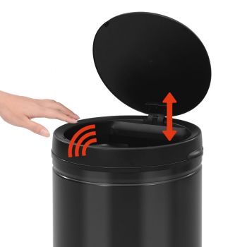 Coș de gunoi automat cu senzor, 60 L, negru, oțel carbon