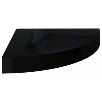 Raft coltar de perete, negru lucios, 25 x 25 x 3.8 cm