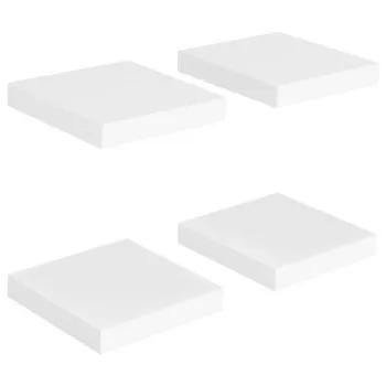 Set 4 bucati rafturi de perete suspendate, alb, 23 x 23.5 x 3.8 cm
