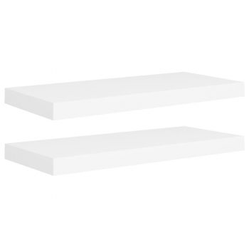Set 2 bucati rafturi de perete suspendate, alb, 60 x 23.5 x 3.8 cm