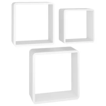 Set 3 bucati rafturi de perete cub, alb, 28 x 10 x 28 cm