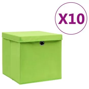 Set 10 bucati cutii de depozitare cu capac, verde