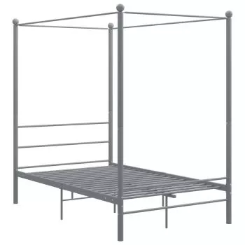Cadru de pat cu baldachin, gri, 120x200 cm, metal