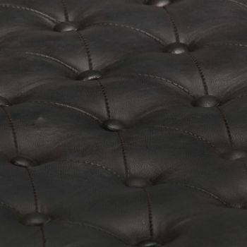 Fotoliu puf, negru, 62x62x47 cm, piele naturală