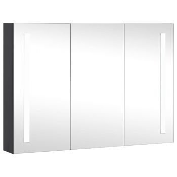 Dulap de baie cu oglindă și LED, 89x14x62 cm