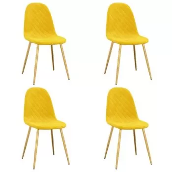 Set 4 bucati scaune de bucatarie, galben mustar