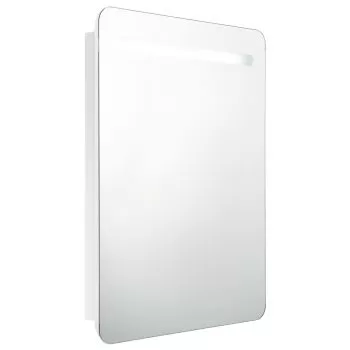 Dulap de baie oglinda si LED, alb strălucitor