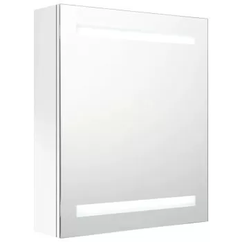 Dulap de baie cu oglinda si LED alb stralucitor 50x14x60 cm, alb strălucitor