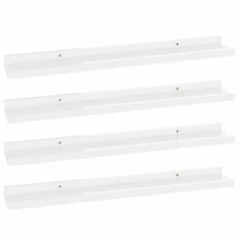 Set 4 bucati rafturi de perete, alb lucios, 60 x 9 x 3 cm