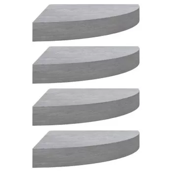 Rafturi de colt de perete 4 buc. gri beton 35x35x3.8 cm MDF, gri beton, 35 x 35 x 3.8 cm