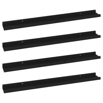 Set 4 bucati rafturi de perete, negru, 80 x 9 x 3 cm
