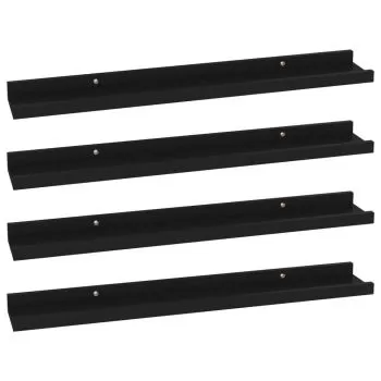 Set 4 bucati rafturi de perete, negru, 60 x 9 x 3 cm