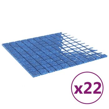 Plăci mozaic, 22 buc., albastru, 30x30 cm, sticlă