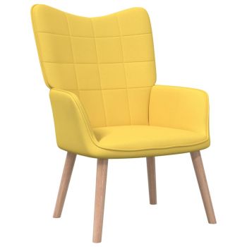 Scaun relaxare cu taburet, galben muștar, 62x68.5x96 cm, textil