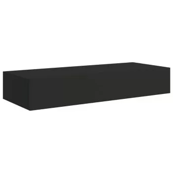 Dulap de perete cu sertar, negru, 60 x 23.5 x 10 cm