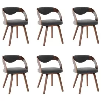 Set 6 bucati scaune de bucatarie, gri si maro închis, 53 x 54 x 77 cm