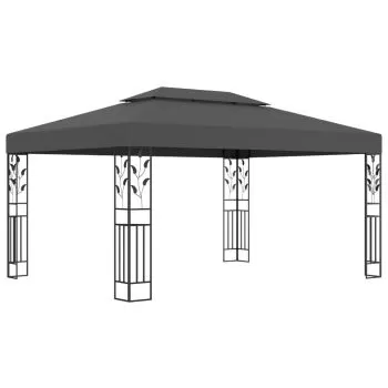 Pavilion cu acoperis dublu&siruri de lumini LED, antracit, 3 x 4 x