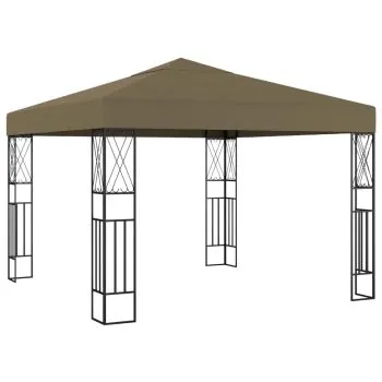 Pavilion cu siruri de lumini LED, gri taupe, 3 x 3 m