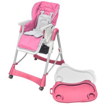 Scaun înalt pentru copii, Deluxe, roz, înălțime reglabilă