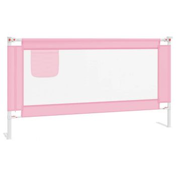 Balustradă de protecție pat copii, roz, 160x25 cm, textil