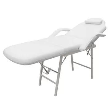 Scaun/pat pentru masaj/cosmetica reglabil alb, alb, 185 x 78 x 76 cm