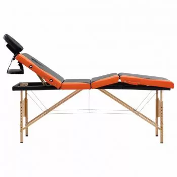 Masa pliabila de masaj, negru si portocaliu, 191 x 70 x 81 cm