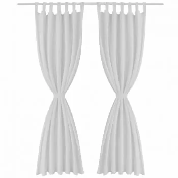 Set 2 bucati draperii micro-satin cu bride, alb, 245 cm