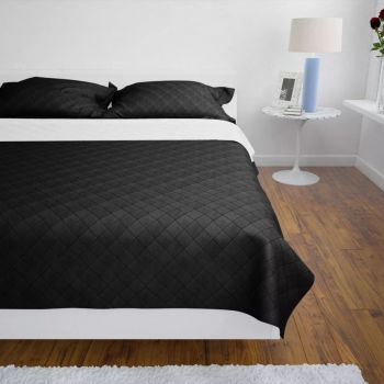 Cuvertura de pat matlasata cu doua fete negru/alb 220 x 240 cm, alb si negru, 220x240cm