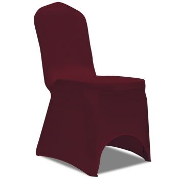Husă de scaun elastică, 4 buc., roșu bordo