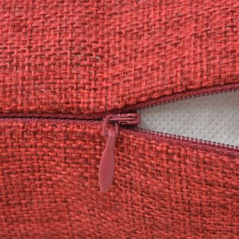 Huse de pernă cu aspect de in, 50 x 50 cm, roșu burgund, 4 buc.