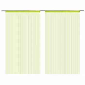 Set 2 bucati draperii cu franjuri, verde, 140 cm