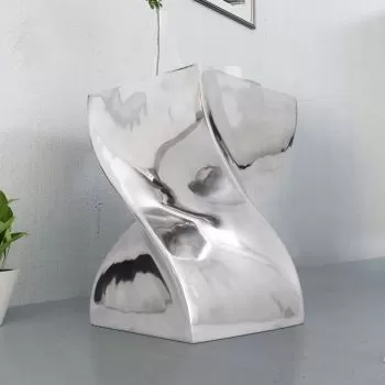 Scaun/Masa laterala cu forma rasucita, argintiu