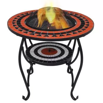 Masa cu vatra de foc, cărămiziu si alb, 68 cm