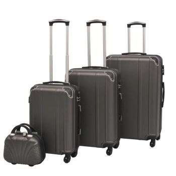 Set 4 bucati set de valize cu carcasa tare, antracit, 48 x 76 x 105 cm