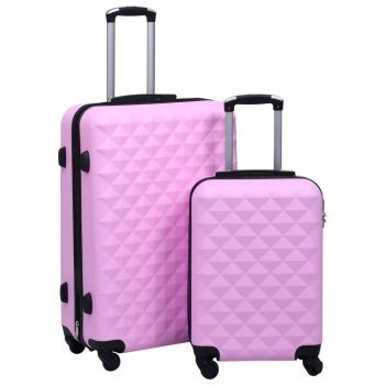 Set de valize cu carcasă rigidă, 2 piese, roz, ABS