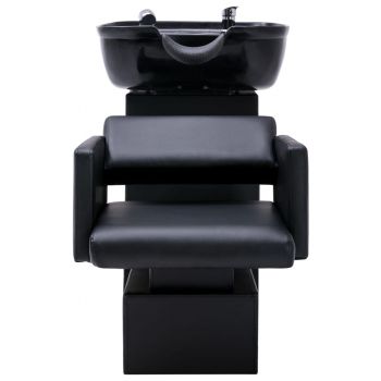 Scaun salon șamponare cu lavoar negru, 129x59x82 cm, piele eco